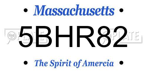 5BHR82 Massachusetts License Plate