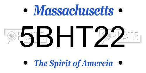 5BHT22 Massachusetts License Plate