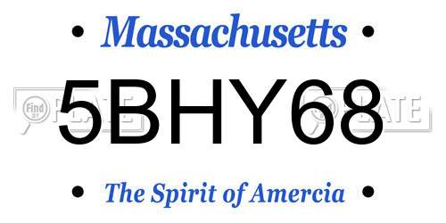 5BHY68 Massachusetts License Plate