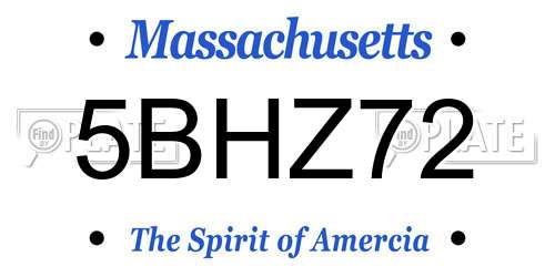 5BHZ72 Massachusetts License Plate