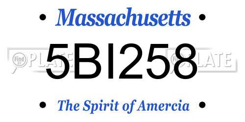 5BI258 Massachusetts License Plate