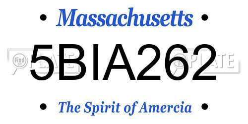 5BIA262 Massachusetts License Plate