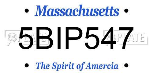 5BIP547 Massachusetts License Plate