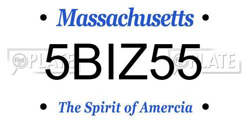 5BIZ55 Massachusetts License Plate