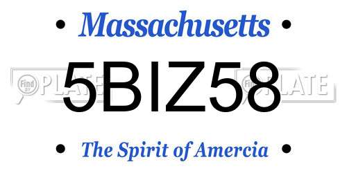 5BIZ58 Massachusetts License Plate