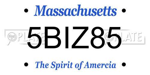 5BIZ85 Massachusetts License Plate