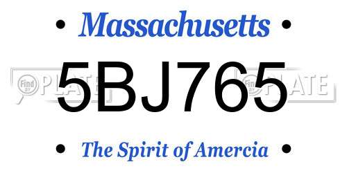 5BJ765 Massachusetts License Plate