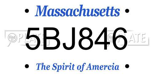 5BJ846 Massachusetts License Plate