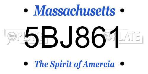 5BJ861 Massachusetts License Plate