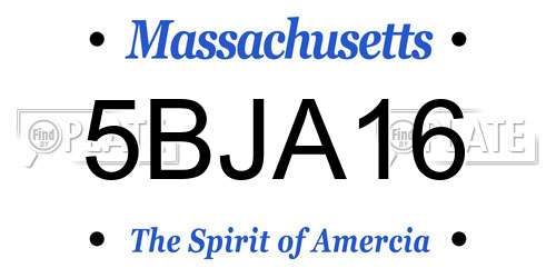 5BJA16 Massachusetts License Plate