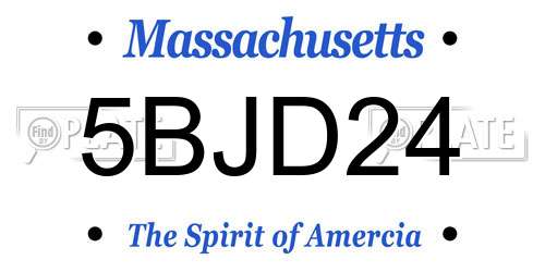 5BJD24 Massachusetts License Plate