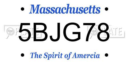 5BJG78 Massachusetts License Plate
