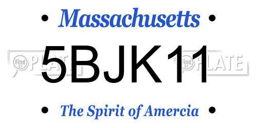 5BJK11 Massachusetts License Plate