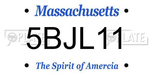 5BJL11 Massachusetts License Plate