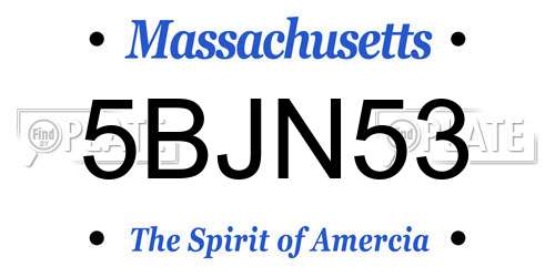 5BJN53 Massachusetts License Plate