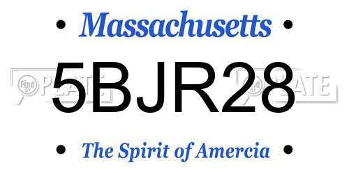 5BJR28 Massachusetts License Plate
