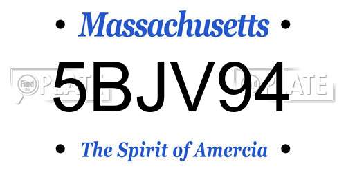 5BJV94 Massachusetts License Plate