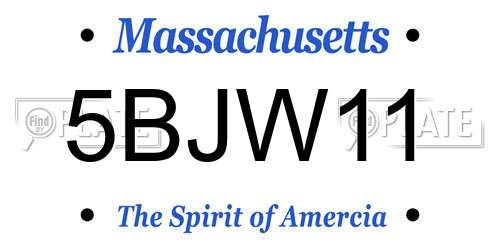 5BJW11 Massachusetts License Plate