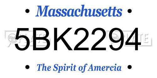 5BK2294 Massachusetts License Plate
