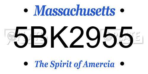 5BK2955 Massachusetts License Plate