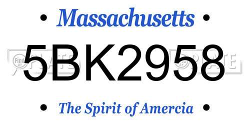 5BK2958 Massachusetts License Plate