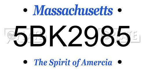 5BK2985 Massachusetts License Plate
