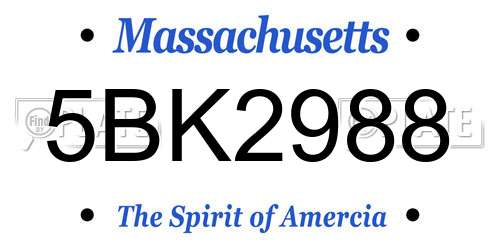 5BK2988 Massachusetts License Plate