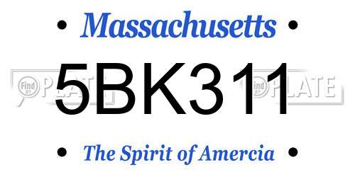 5BK311 Massachusetts License Plate