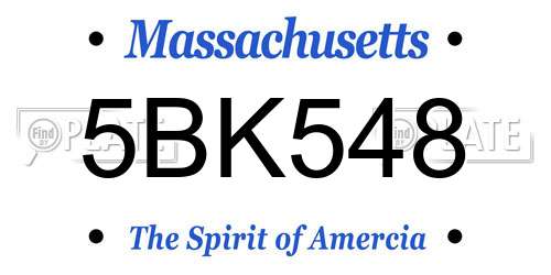 5BK548 Massachusetts License Plate