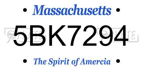 5BK7294 Massachusetts License Plate