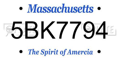 5BK7794 Massachusetts License Plate