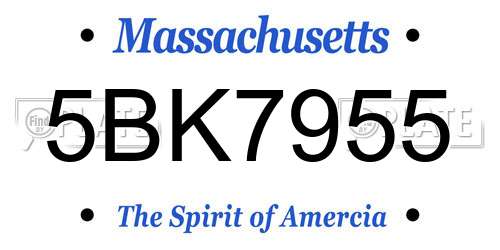 5BK7955 Massachusetts License Plate