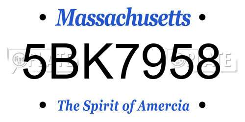 5BK7958 Massachusetts License Plate