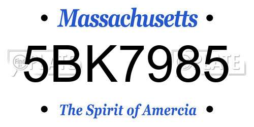 5BK7985 Massachusetts License Plate