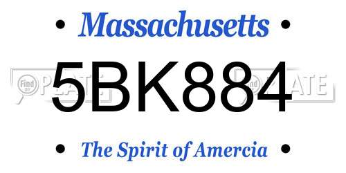 5BK884 Massachusetts License Plate