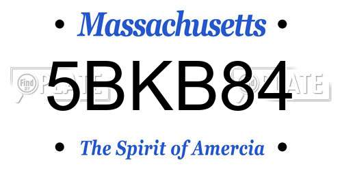 5BKB84 Massachusetts License Plate