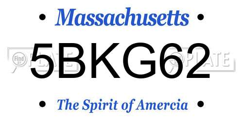 5BKG62 Massachusetts License Plate