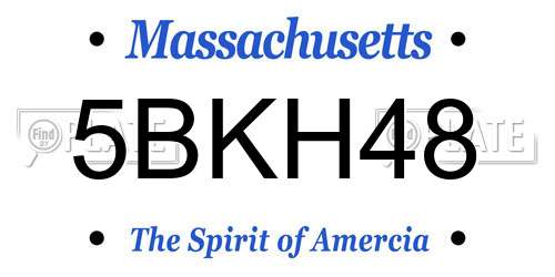 5BKH48 Massachusetts License Plate