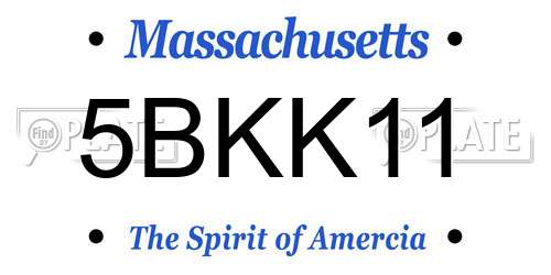 5BKK11 Massachusetts License Plate