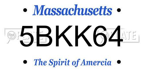 5BKK64 Massachusetts License Plate