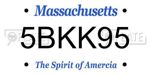 5BKK95 Massachusetts License Plate