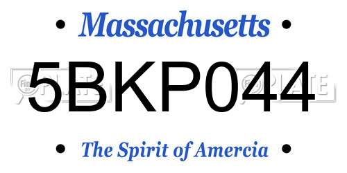 5BKP044 Massachusetts License Plate