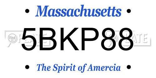 5BKP88 Massachusetts License Plate