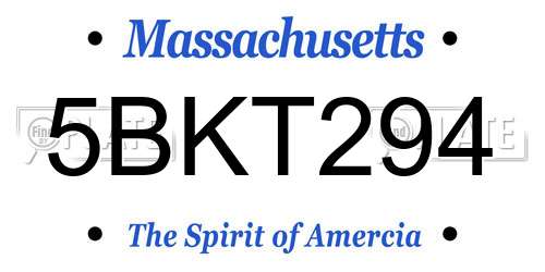 5BKT294 Massachusetts License Plate