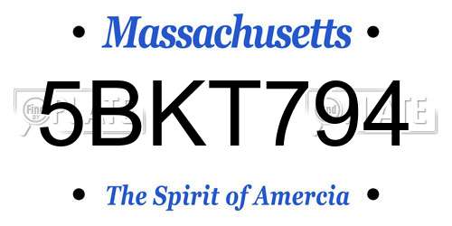 5BKT794 Massachusetts License Plate