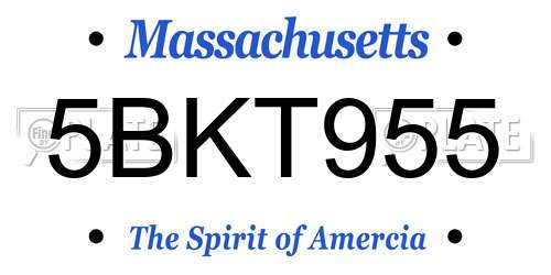 5BKT955 Massachusetts License Plate