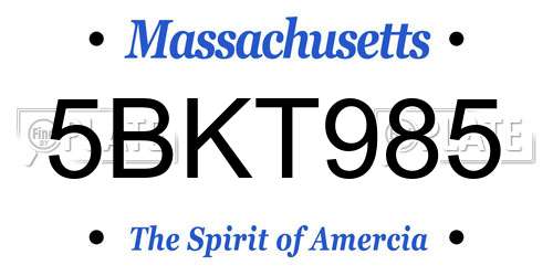 5BKT985 Massachusetts License Plate