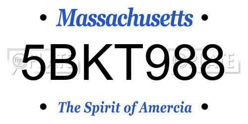 5BKT988 Massachusetts License Plate