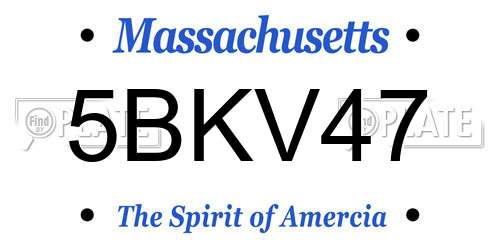 5BKV47 Massachusetts License Plate