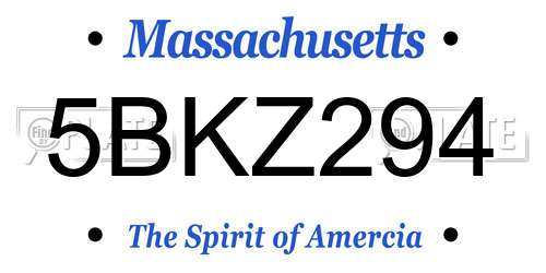 5BKZ294 Massachusetts License Plate